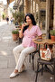 Pregnant Women's Bluz Koton Striped with Breastfeeding Feature - 4