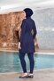 Modest , Stretch Fabric, Double-Breasted Design, Kaftan Style, Navy Blue - 2