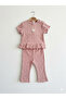 Frilly Jacquard Girls T-Shirt Pants Set - 2