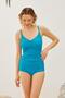 Recovery High Waist Gathered Model Blue Bikini Set