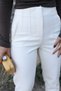 Ecru Flat Front Fabric Trousers - 3