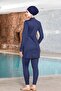 Hijab Swimsuit with Lycra Skirt Design in Navy Blue - 2