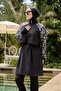 Hijab Swimsuit Stretchy Parachute Fabric Black African Pattern with Front Cover - 3