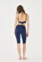 High Waist Lycra Navy Blue Swimsuit Tights - Knee Level - 4