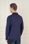 Slim Fit Cotton Long Sleeve Buttoned Navy Blue Polo Collar T-Shirt Ts 893 - 4