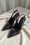 Voli Black Wrinkled Patent Leather Side Buckle (8 cm) Pointed Toe Heeled Shoes - 5