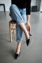 Voli Black Wrinkled Patent Leather Side Buckle (8 cm) Pointed Toe Heeled Shoes - 7