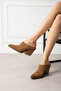 Women's Beige Suede Leather Brown Western Mule Slippers – Cowboy Style Heels - 2