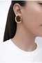 Brown Stone Steel Holder Detail Anti-Tarnish Earrings