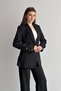 Women's Two-Piece Stylish Button Detail Mock Neck Blazer Jacket Wide-Leg Pants Set - 3