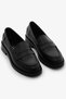 Black Genuine Leather Loafer Shoes Laceless Women's Casual Shoes