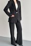 Women's Two-Piece Stylish Button Detail Mock Neck Blazer Jacket Wide-Leg Pants Set - 4