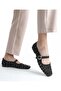 Feles lace stone detailed women's flat shoes black - 2