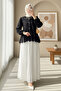 Elastic Sleeves, Openwork Buttons, Lined Shirt - Black