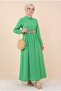 Green Shirt Dress - Tall with Buttons and Belt - 3