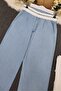 Thin Jeans with Waist Hook and Belt Detail - Light Blue - 8