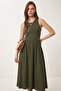 Halter Neck Basic Summer Knitted Dress Khaki Lcr0053 - 2