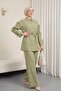 Bow-detailed blouse and imported crepe pant set - çağla y.