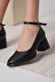 Women's Matte Black Heeled Shoes Tr18Ms06A - 6