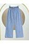 Wide Leg Jeans with Elastic Waist and Lace Detail - Ice Blue - 3
