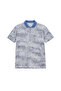Men's Large Size Indigo Polo Collar Micro Patterned Short Sleeve T-Shirt 3Xl-4Xl-5Xl-6Xl - 4