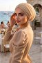 بونيه من التول البيج مع تجعيدات - 2
