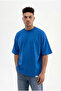 تي شيرت رجالي أساسي من القطن فائق الحجم باللون الأزرق من ساكس - 3