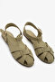 Green Genuine Leather Women's Strappy Cage Sandals