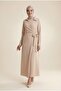Double Layered Front and Side Tie Dress -Beige - 3