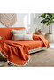 Premium Linen Cinnamon Brown Pompom Sofa Cover (170 X 220) - 4