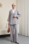 Kimono Suit with Double Tie Front Trousers - Gray