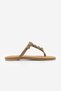 Women's Thin Strap Flip-Flops with Gold Metal Buckle and Stones, Casual Slippers, Enovi Tan Suede - 3