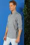 Men's Comfort Fit Buttoned Collar 100% Linen Epaulet Casual Navy Blue Shirt g 1564 - 7