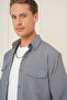 Men's Comfort Fit Side Pocket Snap Fastener Flexible Cotton Gray Shirt Jacket g 1565 - 5