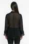 Women's Sequined Long Sleeve Plus Size Chiffon Shirt - 4