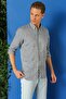 Men's Comfort Fit Buttoned Collar 100% Linen Epaulet Casual Navy Blue Shirt g 1564 - 4