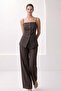 Bitter Brown 100% Linen Slim Strap and Button Detailed Vest Comfortable Cut Pants Suit - 2