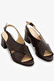 Brown Genuine Leather Cross-Strapped Thick Heeled Women's Shoes