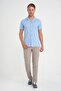 Men's Slim Fit Apaş Collar Modal Blend Short Sleeve Blue Shirt g 1590 - 3