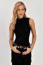 Women's Black Sleeveless Blouse App1260