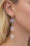 Metal Colored Pearl Detail Wind Flower Dangle Earrings(9cm)