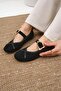 Roxy Black Color Heart Buckle Women's Ballerinas - 4