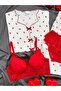 Women's Oslo Fabric Patterned Short Sleeve Pajama Set with Underwear - 4