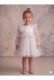 White Star Printed Ruffled Front Long Tulle Sleeve Girls' Baby Girl Dress