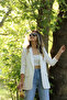 White Sleeve Ruched Detail Blazer - 7