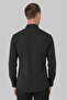Men's Slim Fit Buttoned Collar Stretch Cotton Classic Black Shirt Gk 727 - 5