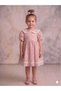 Pink Floral Patterned Lace & Fisto Detailed Short Sleeve Baby Girl & Girls Dress - Angelika