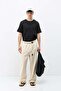 Belt Detailed Oversize Linen Trousers Natural - 2