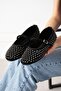 Margot Black Suede Platinum Stone Embellished Nickel Buckle Belted Ballerinas - 3