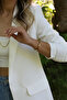 White Sleeve Ruched Detail Blazer - 6